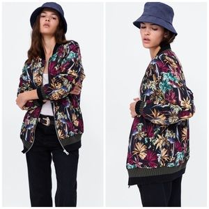 Zara Palm Leaf Bomber Jacket